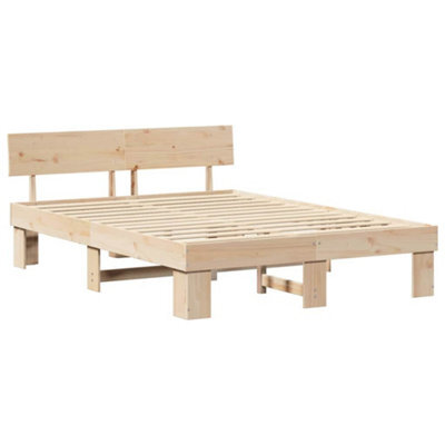 Berkfield Modern With Headboard Brown 140 X 200 Cm Solid Pine Wood