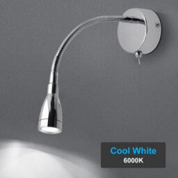 Long Life Lamps Company Led Indoor Bedside Reading Wall Light 2W 6000K Chrome H3145 - thumbnail 5