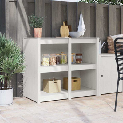 Berkfield Outdoor Kitchen Cabinet White 106X55X92 Cm Solid Wood Pine - image 1