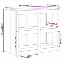 Berkfield Outdoor Kitchen Cabinet White 106X55X92 Cm Solid Wood Pine - thumbnail 9