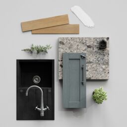 GoodHome Alpinia Matt Dusk Blue Wood Effect Shaker Glazed Dresser Cabinet Door (W)500mm (H)1245mm (T)18mm - thumbnail 4