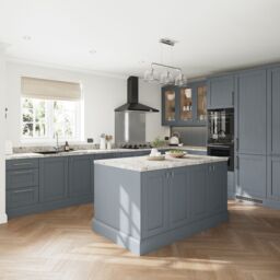 GoodHome Alpinia Matt Dusk Blue Wood Effect Shaker Glazed Dresser Cabinet Door (W)500mm (H)1245mm (T)18mm - thumbnail 6