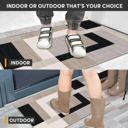 Ameha Milo Neutral Printed Rug Modern Bedroom Luxury Door Entrance Mat Geometric Style Durable Super Soft Non Slip Floor Rug (40 X 60Cm) - thumbnail 6