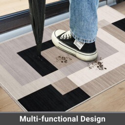 Ameha Milo Neutral Printed Rug Modern Bedroom Luxury Door Entrance Mat Geometric Style Durable Super Soft Non Slip Floor Rug (40 X 60Cm) - thumbnail 5