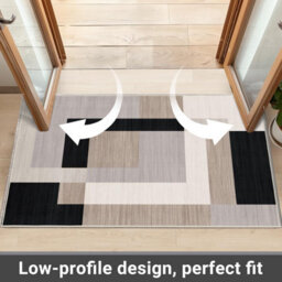 Ameha Milo Neutral Printed Rug Modern Bedroom Luxury Door Entrance Mat Geometric Style Durable Super Soft Non Slip Floor Rug (40 X 60Cm) - thumbnail 3