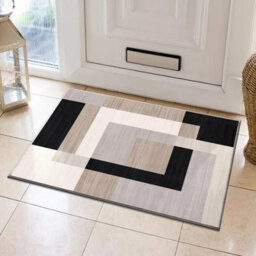 Ameha Milo Neutral Printed Rug Modern Bedroom Luxury Door Entrance Mat Geometric Style Durable Super Soft Non Slip Floor Rug (40 X 60Cm) - thumbnail 2