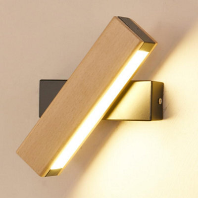 Wall Sconce Led Rotatable Wall Mount Lamp Black Wood Warm White - image 1