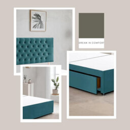 Emerald Green Plush Fabric 5Ft King Size Bed Frame With 20 Inch Chesterfiled Headboard And 2 Drawers - thumbnail 3