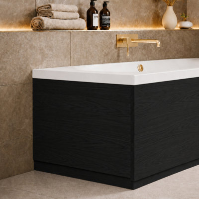 Plum&clay Emery Textured Black End Bath Panel (W)800mm (H)560mm - image 1