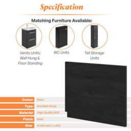 Plum&clay Emery Textured Black End Bath Panel (W)800mm (H)560mm - thumbnail 5