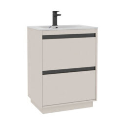 Royal Bathrooms Orion 600mm Warm Taupe 2 Drawer Floor Standing Bathroom Vanity Unit With Carrara White Basin & Black Accent Trim - thumbnail 7