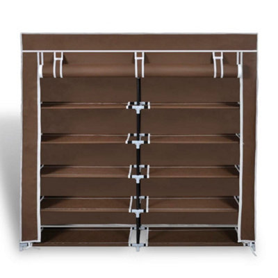 Berkfield Elegant Fabric Shoe Cabinet With Cover 115 X 28 X 110 Cm Brown - image 1