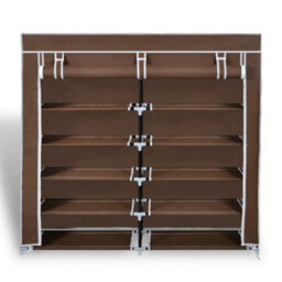 Berkfield Elegant Fabric Shoe Cabinet With Cover 115 X 28 X 110 Cm Brown - thumbnail 1