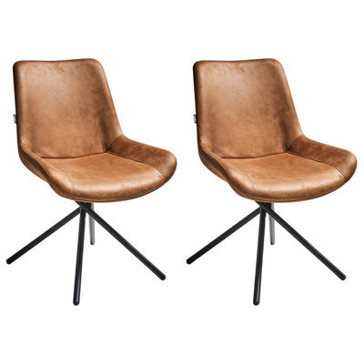 Beliani Set Of 2 Dining Chairs Hailey Faux Suede Golden Brown - image 1