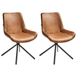 Beliani Set Of 2 Dining Chairs Hailey Faux Suede Golden Brown - thumbnail 1