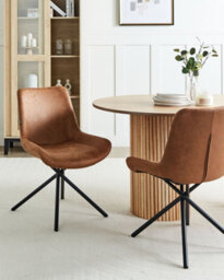Beliani Set Of 2 Dining Chairs Hailey Faux Suede Golden Brown - thumbnail 2