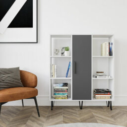 Decorotika Peoria 6 Shelves And A  Cabinet Bookcase White & Anthracite - thumbnail 2