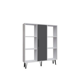 Decorotika Peoria 6 Shelves And A  Cabinet Bookcase White & Anthracite - thumbnail 3