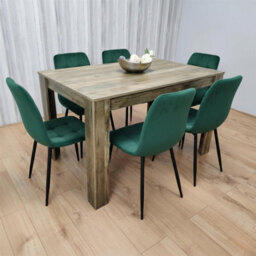 Kosy Koala Modern Dining Table Set With 6 Green Velvet Dining Chairs Dining Room Furniture