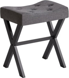 Oira U Shaped Linen Vanity Stool, X Leg Makeup Chair, Dark Gray Square Ottoman Seat Footrest Multi Use Small Side Table - thumbnail 1
