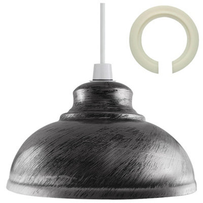 Retro Brushed Silver Ceiling Pendant Light Shade Easy Fit Lampshade For Living Room Or Hallway - image 1