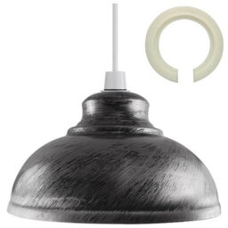 Retro Brushed Silver Ceiling Pendant Light Shade Easy Fit Lampshade For Living Room Or Hallway