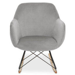 Orsina Small Grey Velvet Rocking Chair, Versatile Velvet Desk Chair, Backrest Velvet Armchair, Accent Armchair