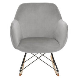 Orsina Small Grey Velvet Rocking Chair, Versatile Velvet Desk Chair, Backrest Velvet Armchair, Accent Armchair - thumbnail 9