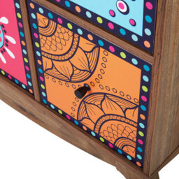 Wyld And Coco Moroccan-Style 9-Drawer Sideboard Multicolour Retro Boho Cabinet For Living Room - thumbnail 8