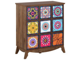 Wyld And Coco Moroccan-Style 9-Drawer Sideboard Multicolour Retro Boho Cabinet For Living Room - thumbnail 3