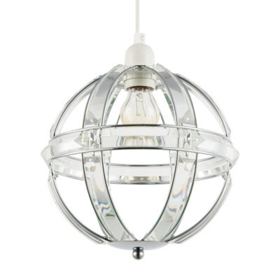 Happy Homewares Modern Designer Spherical Chrome And Clear Acrylic Pendant Light Shade - image 1