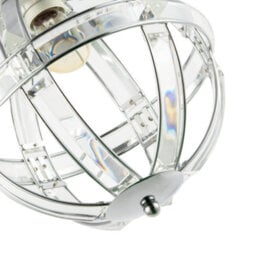 Happy Homewares Modern Designer Spherical Chrome And Clear Acrylic Pendant Light Shade - thumbnail 4