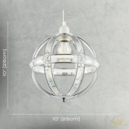 Happy Homewares Modern Designer Spherical Chrome And Clear Acrylic Pendant Light Shade - thumbnail 7