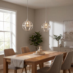 Happy Homewares Modern Designer Spherical Chrome And Clear Acrylic Pendant Light Shade - thumbnail 6