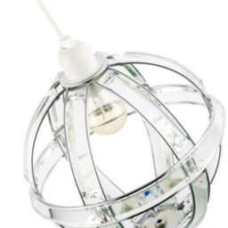 Happy Homewares Modern Designer Spherical Chrome And Clear Acrylic Pendant Light Shade - thumbnail 3