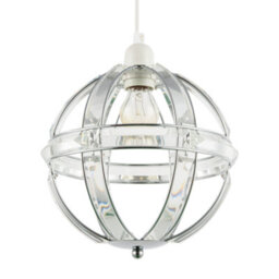 Happy Homewares Modern Designer Spherical Chrome And Clear Acrylic Pendant Light Shade - thumbnail 1