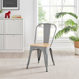 Furniturebox Uk 4 Seater Wood Dining Table - Cotswold 'oak' Herringbone Dining Table & 4 Grey Colton Wooden Seat Metal Chairs - thumbnail 7