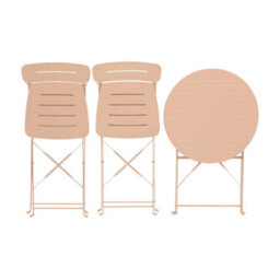 Sweeek - Round Bistro Garden Table, Steel, Folding + 2 Chairs, Pink 42.5X53X82 Cm - Balconea - thumbnail 8