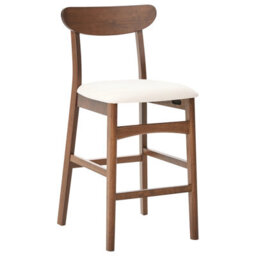 Beliani Set Of 2 Bar Chairs Doyle Wood Brown/ Light Beige - thumbnail 4