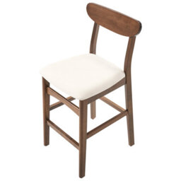 Beliani Set Of 2 Bar Chairs Doyle Wood Brown/ Light Beige - thumbnail 7