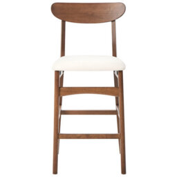 Beliani Set Of 2 Bar Chairs Doyle Wood Brown/ Light Beige - thumbnail 5