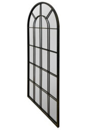 Mirroroutlet Large New Black Multi Panelled Arched Window Indoor And Outdoor Mirror 5Ft3 X 2Ft5 160Cm X 75Cm - thumbnail 4