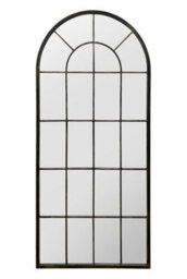 Mirroroutlet Large New Black Multi Panelled Arched Window Indoor And Outdoor Mirror 5Ft3 X 2Ft5 160Cm X 75Cm - thumbnail 5