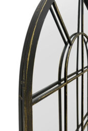 Mirroroutlet Large New Black Multi Panelled Arched Window Indoor And Outdoor Mirror 5Ft3 X 2Ft5 160Cm X 75Cm - thumbnail 3