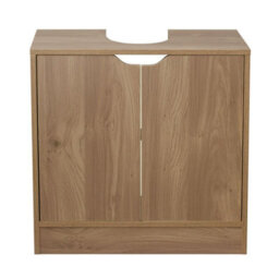 Urbn-Living Urbnliving Height 60Cm Bathroom Sink Oak Cabinet With Full Pedestal - thumbnail 2