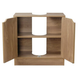 Urbn-Living Urbnliving Height 60Cm Bathroom Sink Oak Cabinet With Full Pedestal - thumbnail 3