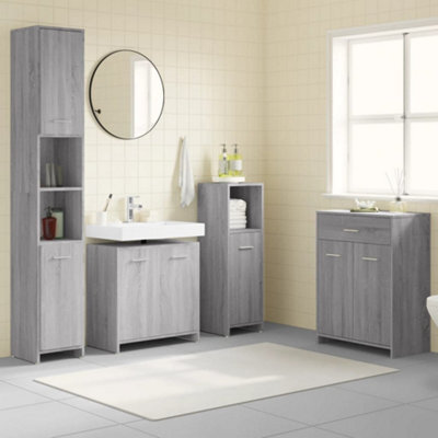 Vidaxl 4 Piece Bathroom Furniture Set Grey Sonoma Engineered Wood - image 1
