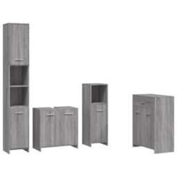 Vidaxl 4 Piece Bathroom Furniture Set Grey Sonoma Engineered Wood - thumbnail 2