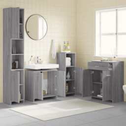 Vidaxl 4 Piece Bathroom Furniture Set Grey Sonoma Engineered Wood - thumbnail 3