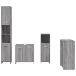 Vidaxl 4 Piece Bathroom Furniture Set Grey Sonoma Engineered Wood - thumbnail 5